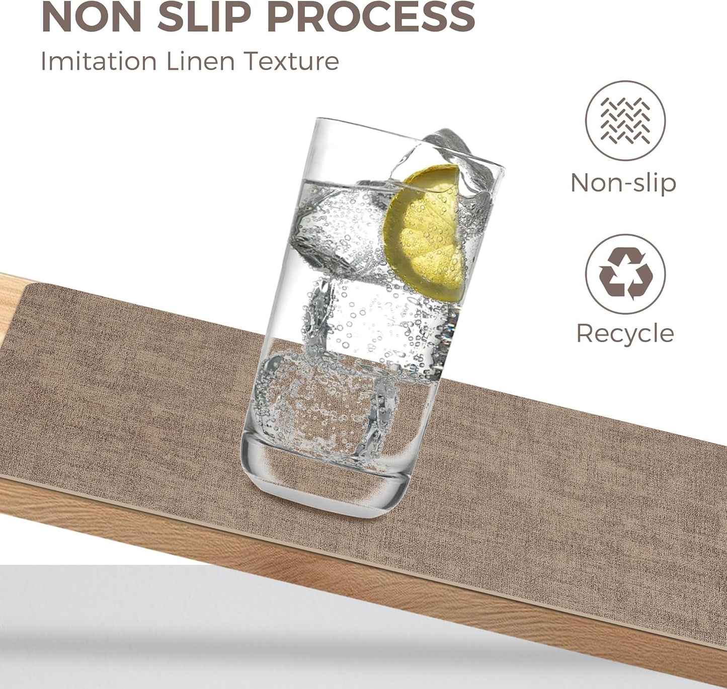 Vinyl Placemats Set of 4, Faux Leather Waterproof and Heat Resistant Place Mats, Washable Anti-Slip Table Mats with Coaster, Wipeable Placemats for Indoor & Outdoor 17" x 12" (Light Coffee, Set of 4)