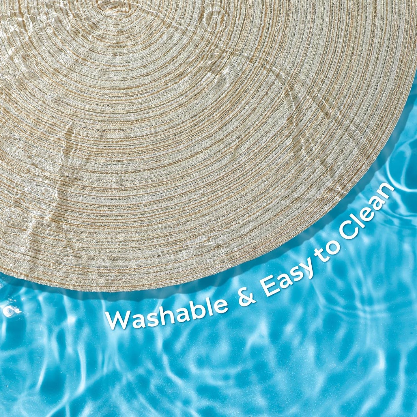 Leetaltree Round Placemats Heat and Slip Resistant Cotton Table Mats, Washable Bohemian Placemats for Dining Tables (White Beige, Set of 12)