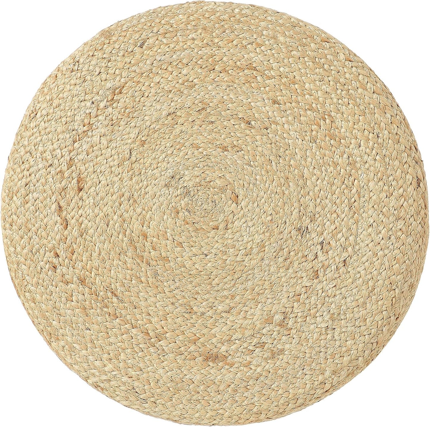 REDEARTH · Cylindrical Pouf Foot Stool Ottoman - Jute Braided Pouffe Poof Accent Sitting Footrest for Living Room, Bedroom, Nursery, Patio, Lounge & Other Rooms (Natural Ivory, 18"x18"x14")
