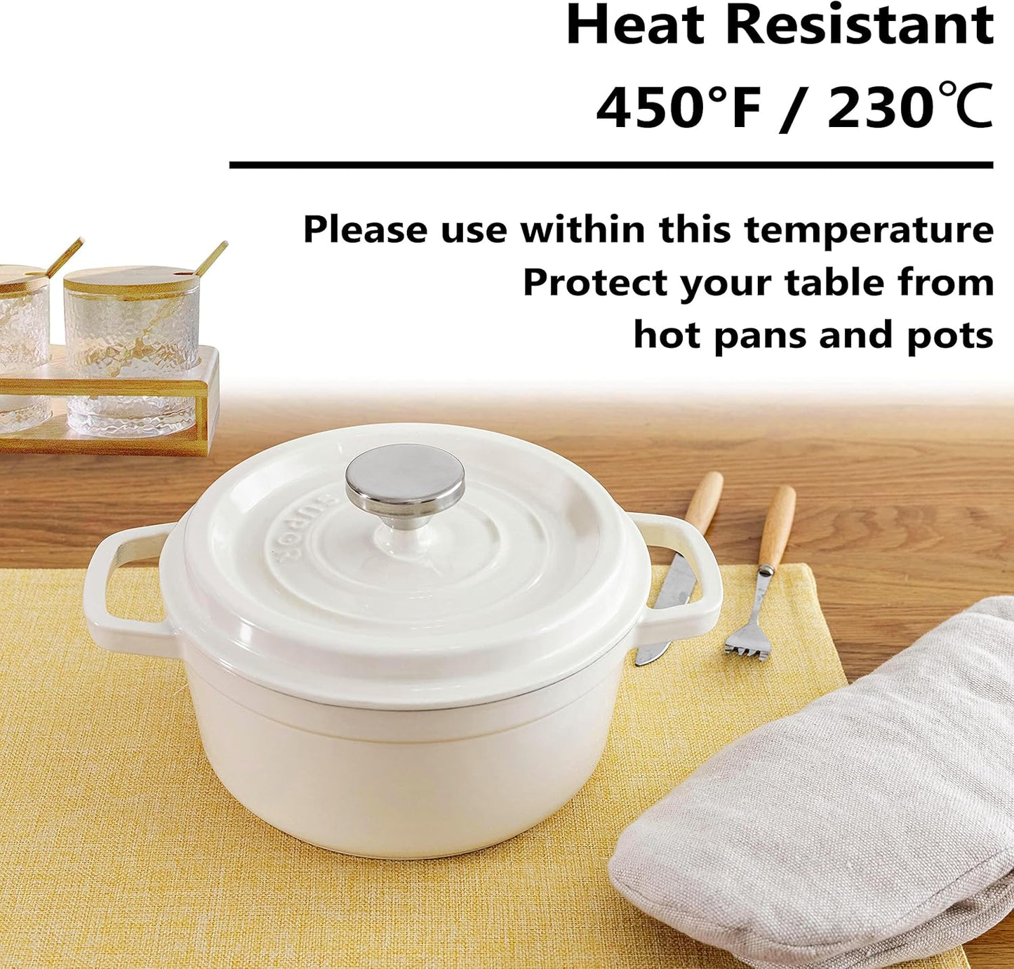 Home Brilliant Cloth Placemats Set of 4 Linen Placemat Washable Heat Resistant Dining Table Place Mats for Kitchen Table Holiday Dinner Fall Decoration, Yellow