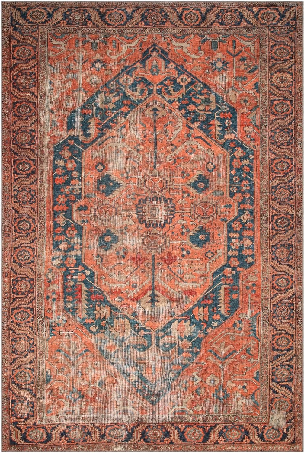 Keen Home Design 4x6 Rug - Machine Washable Area Rug with Non-Slip Backing, Ideal for Living Room, Dining Room, Bedroom - Vintage, Easy Clean, Durable, Low Pile Rug - (4' x 6')