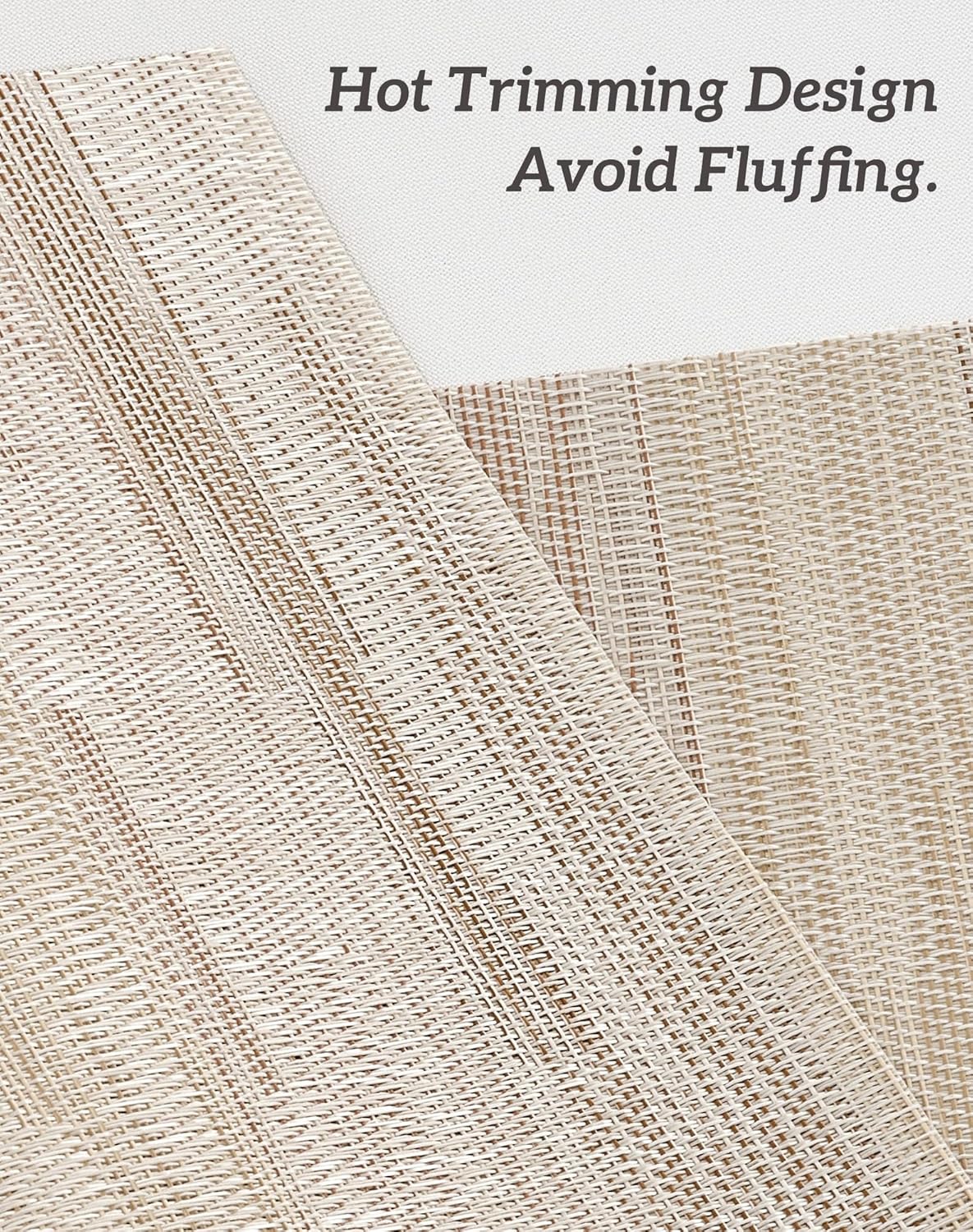 Leetaltree Lightsteel Beige with Yellow Placemats Set of 12 - Heat Resistant Non-Slip Place mats for Dining Table, Washable Durable PVC Vinyl Woven Table Mats (Lightsteel Beige with Yellow, 12)