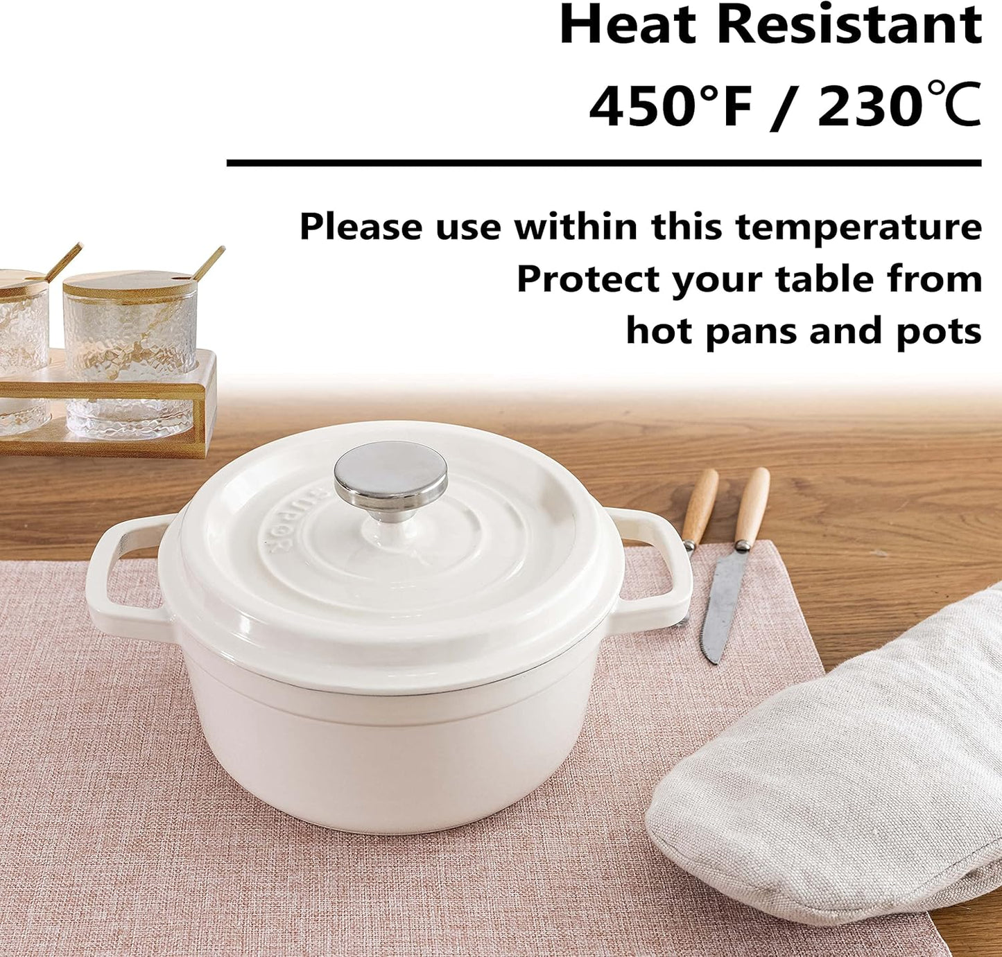 Home Brilliant Placemats Set of 4 Heat Resistant Dining Table Place Mats for Kitchen Table Party Dinner Decorations, 13 x 19 inches, Apricot Pink