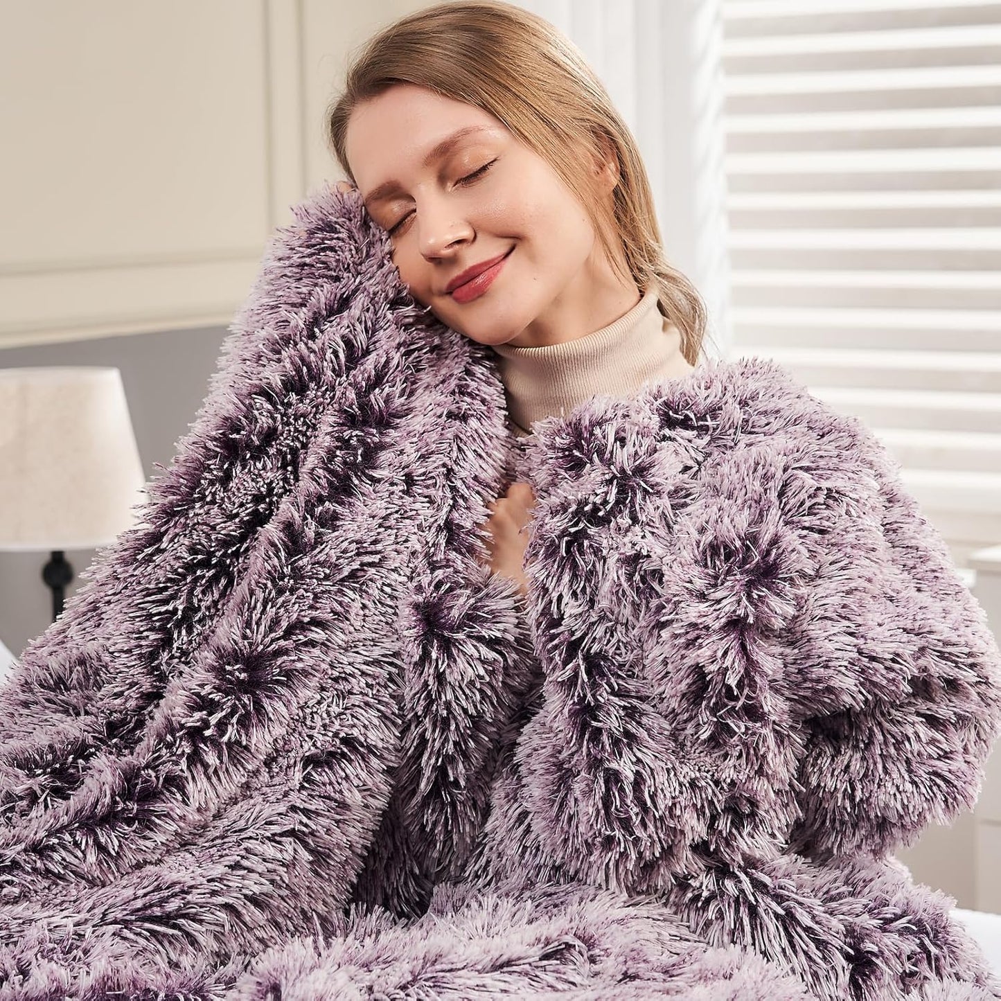GONAAP Fuzzy Faux Fur Throw Blanket Twin Size Frosty Purple Super Soft Cozy Plush Fuzzy Shaggy Blanket for Couch Sofa Bed (Frosty Purple, Twin(60"x80"))