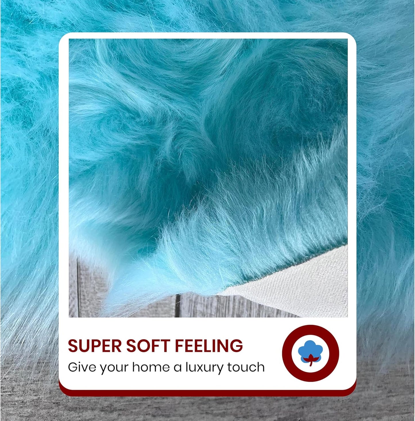 LAMBZY Faux Sheepskin Super Soft Hypoallergenic Free Shape Silky Shag Rug, Luxury Shaggy Plush Carpet for Bedrooms Living Kids Room Sofa Rugs (Blue, Octo 8 Pelts 6'x8')