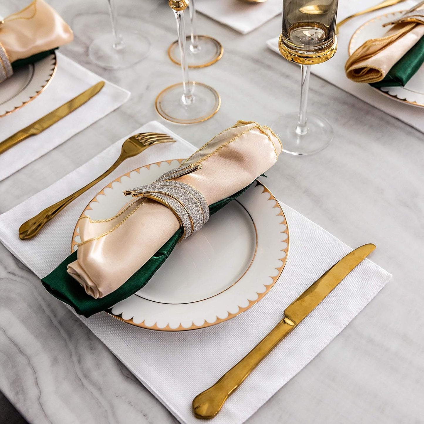 Home Brilliant White Placemats Set of 8 Cloth Placemat Decorations Heat Resistant Washable Place Mats Set of 4 for Wedding Birthday Party, White