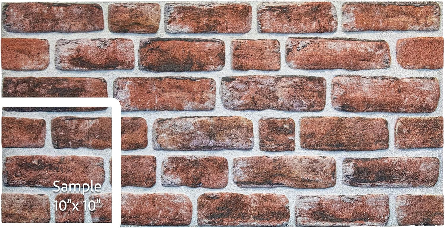 Dundee Deco 3D Wall Panels Faux Brick - Cladding, Mahogany Stone Look Wall Paneling, Styrofoam Facing for Living Room, Kitchen, Bathroom, Balcony, Bedroom, Sample, Size 10 x 10 in.