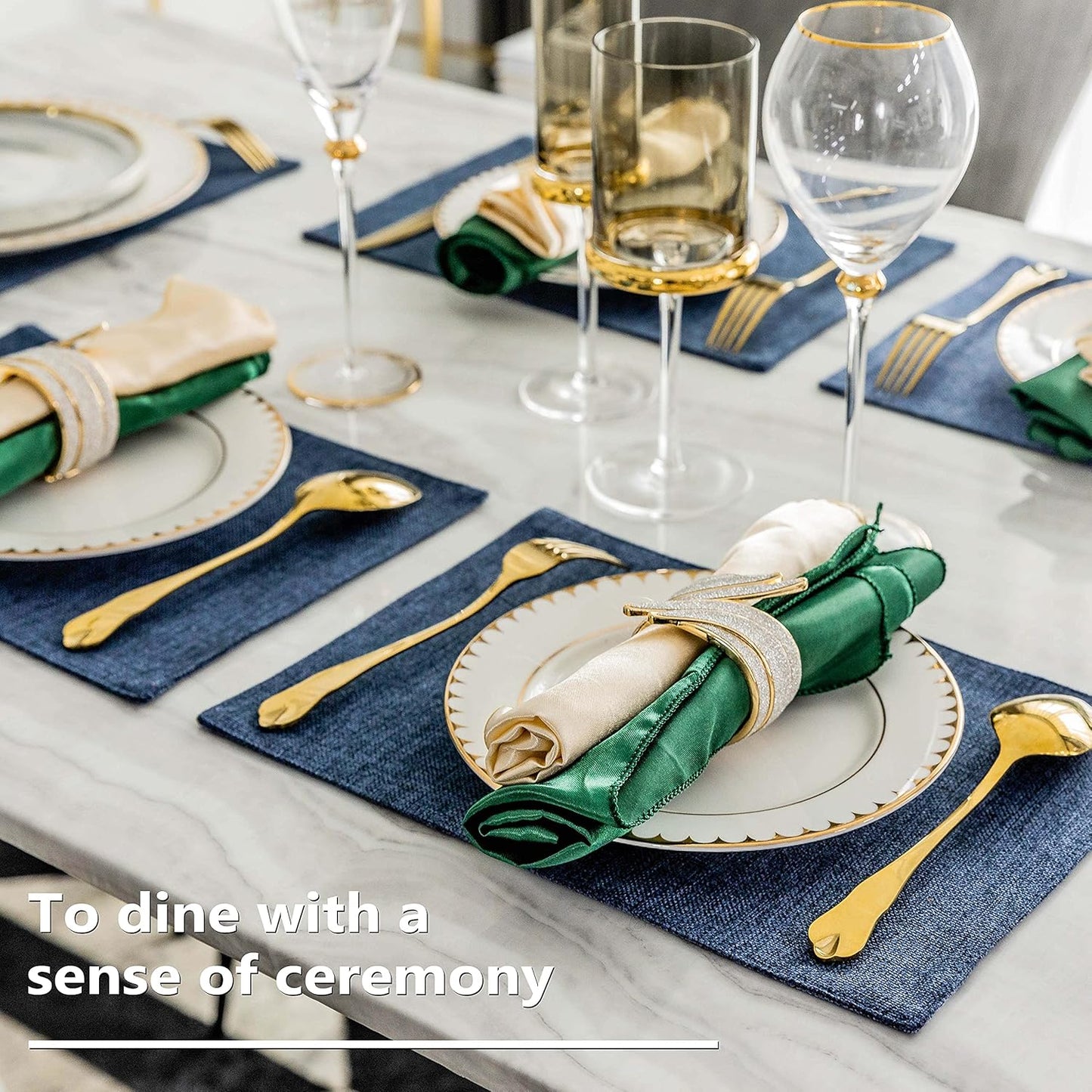 Home Brilliant Set of 4 Placemats Blue Placemats Heat Resistant Dining Table Place Mats Kitchen Table Mats, Navy Blue