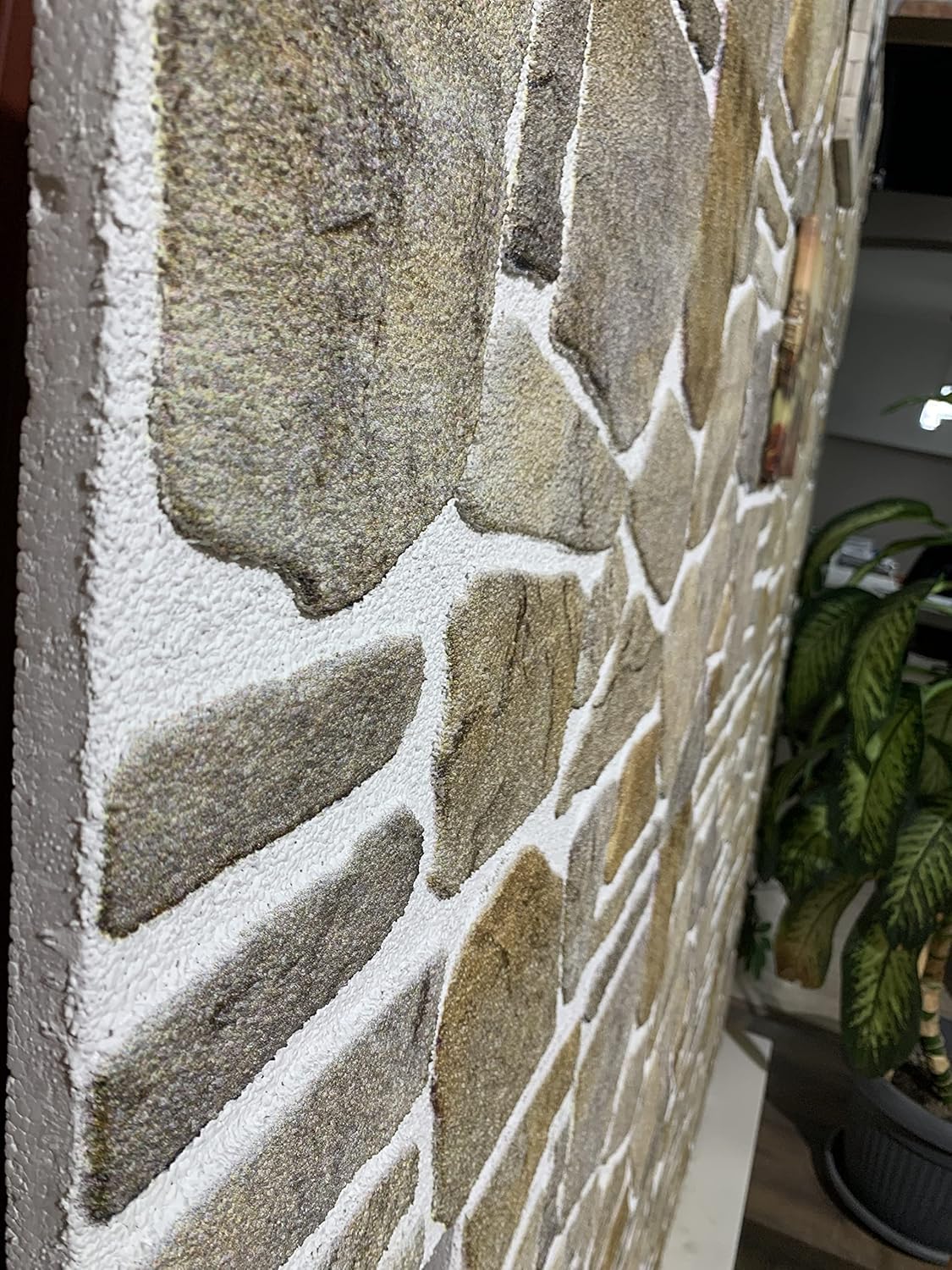 Dundee Deco 3D Wall Panels - Cladding Grey Caramel White Stone Look Wall Paneling, Styrofoam Facing for Interior and Exterior Applications, DIY, Sample, Size 10 x 10 in.