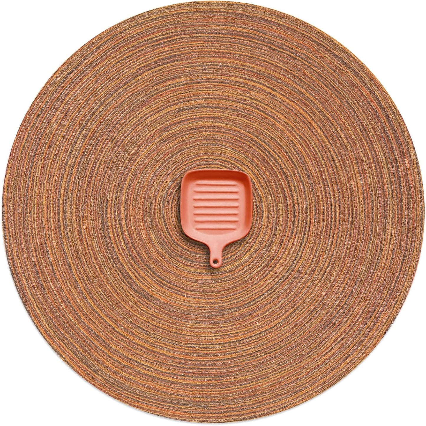 AHHFSMEI Round Braided Placemats Set of 6 Round Table Mats for Dining Tables Natural Woven Heat Resistant Place mats 15 Inch (Brown)