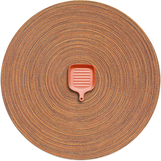 AHHFSMEI Round Braided Placemats Set of 6 Round Table Mats for Dining Tables Natural Woven Heat Resistant Place mats 15 Inch (Brown)