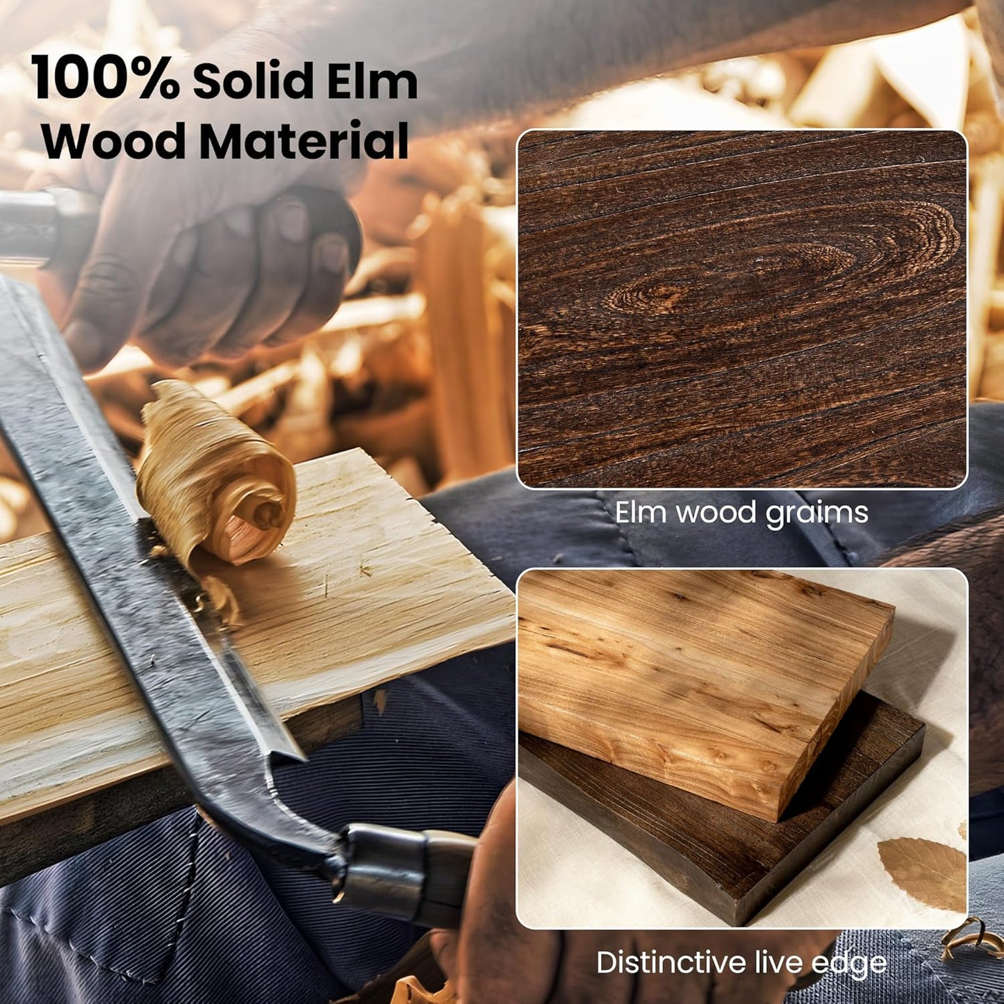 Floating Shelves for Wall, 36"x9.3" Rustic Solid Live-Edge Elm Wood Wall Shelves, Heavy-Duty Floating Shelves with Invisible Brackets, Set of 2 for Living Room, Bedroom, and Kitchen, Walnut Finish