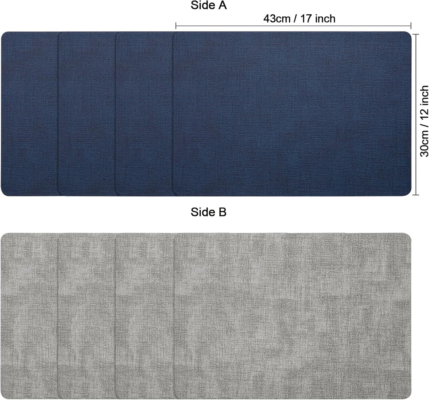 Myir JUN Placemats Dual Sided, Faux Leather Place Mats Set of 4 Indoor Placemat for Dining Table Outdoor Place Mat Manteles Individuales Square Non-Slip Washable Table Mats (Gray Blue, Set of 4)