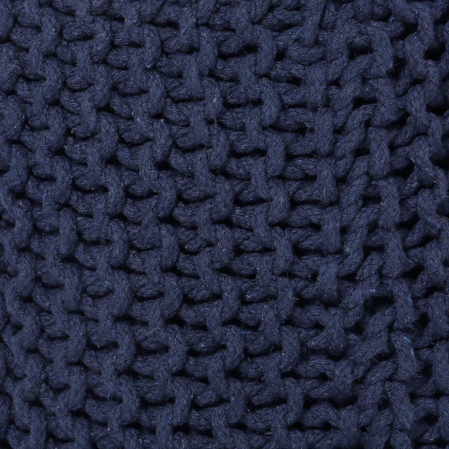 REDEARTH Cylindrical Pouf Ottoman -Hand Knitted Poof Pouffe Accent Chair Seat Footrest for Living Room, Bedroom, Nursery, kidsroom, Patio, Gym; 100% Cotton (16x16x16; Navy Blue)