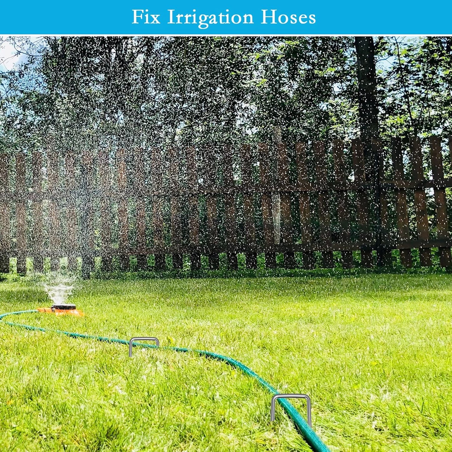 RAOOKIF 8 Inch Galvanized Garden Landscape Staples Stakes, 20/50/100/200Pcs Garden Metal Stakes, 11 Gauge Heavy Duty Ground Stakes for Decoration, Fence Stakes Lawn Stake, Fabric Pins (50, 8 Inch)