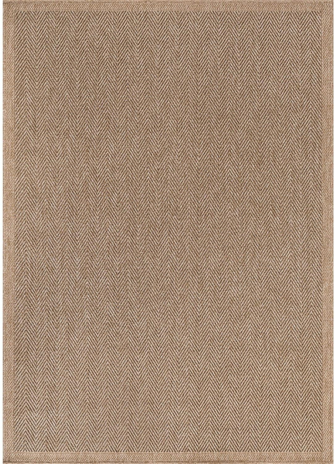 CAMILSON Easy Jute Rug 5x7, Indoor Outdoor Natural Color Fiber Area Rugs for Living Room Patio and Kitchen Rug Herringbone Seagrass Woven Design Easy-Cleaning Washable Outside Carpet Alfombras 5 x 7