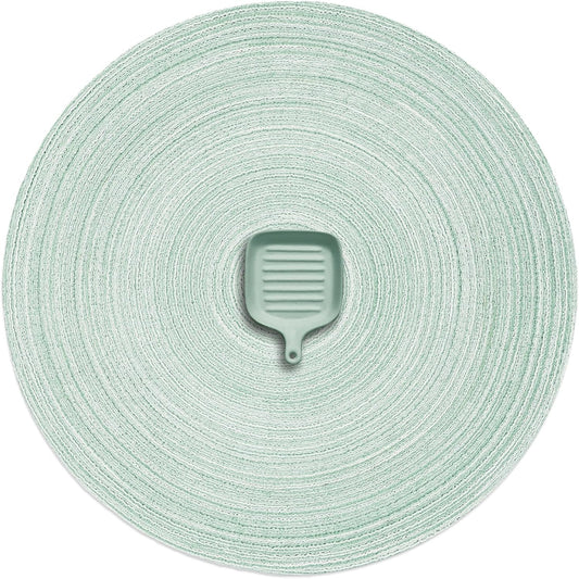 AHHFSMEI Round Braided Placemats Set of 6 Round Table Mats for Dining Tables Natural Woven Heat Resistant Place mats 15 Inch (Fog Green)