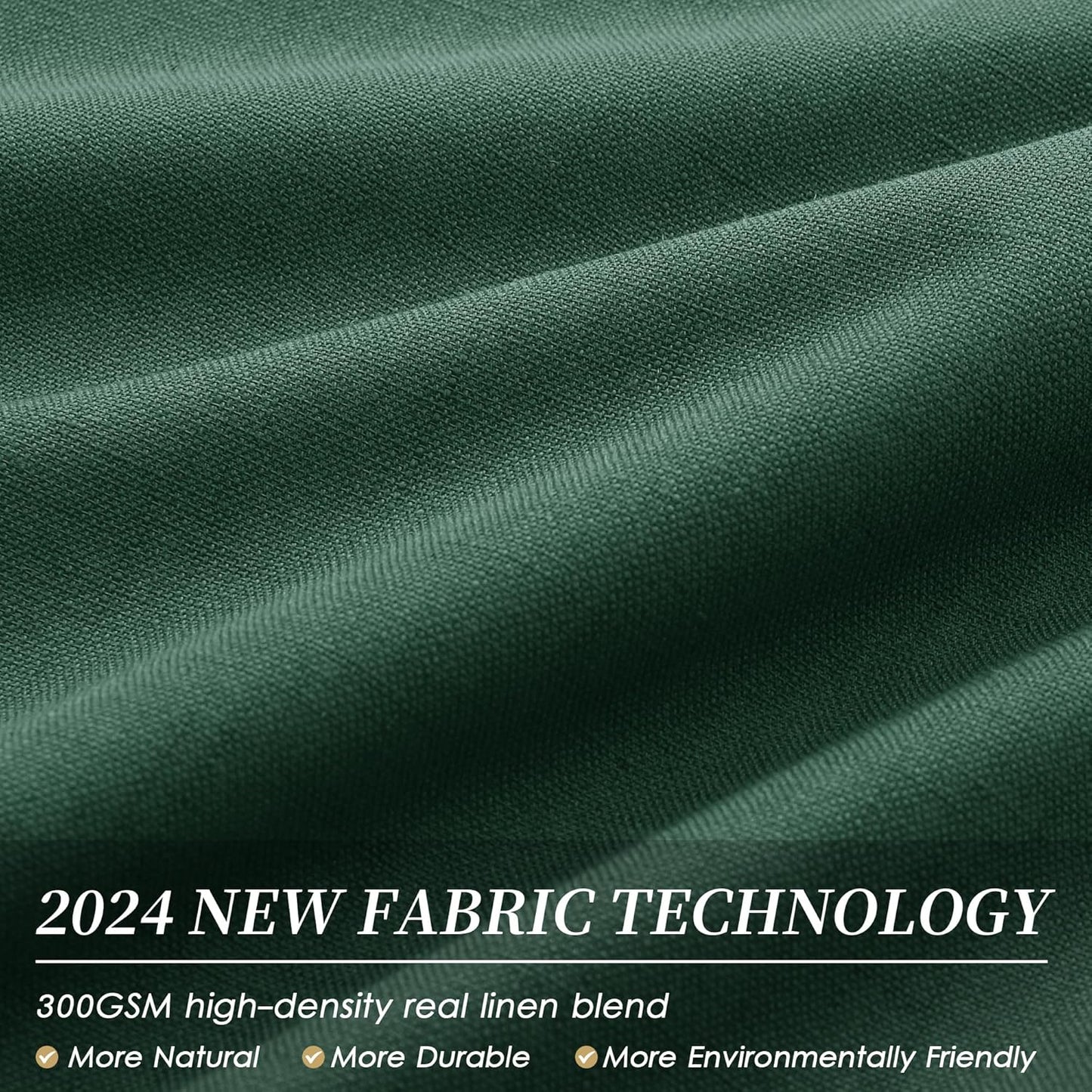BOODII Linen Blackout Curtains for Bedroom 72 Inch Length 2 Panels Set Room Darkening Curtains Green Black Out Curtain Elegant Thermal Insulated Living Room Window Drapes Back Tab 52x72