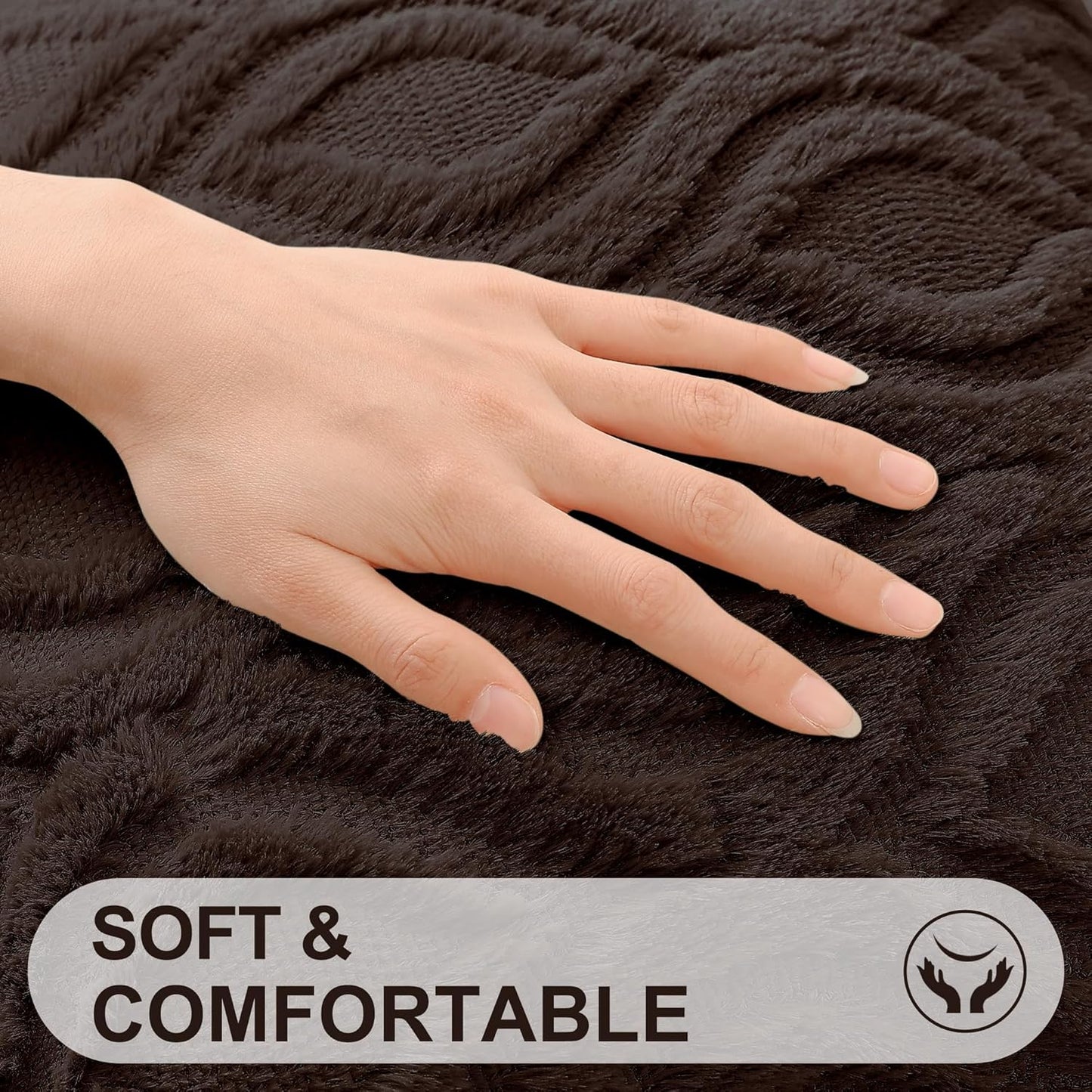 decorUhome Throw Pillow Covers 20x20 Inch Set of 2, Soft Plush Decorative Faux Fur Dark Brown Solid Couch Pillow Covers, Accent Farmhouse Neutral Square Euro Pillow Cases for Sofa Bed Living Room