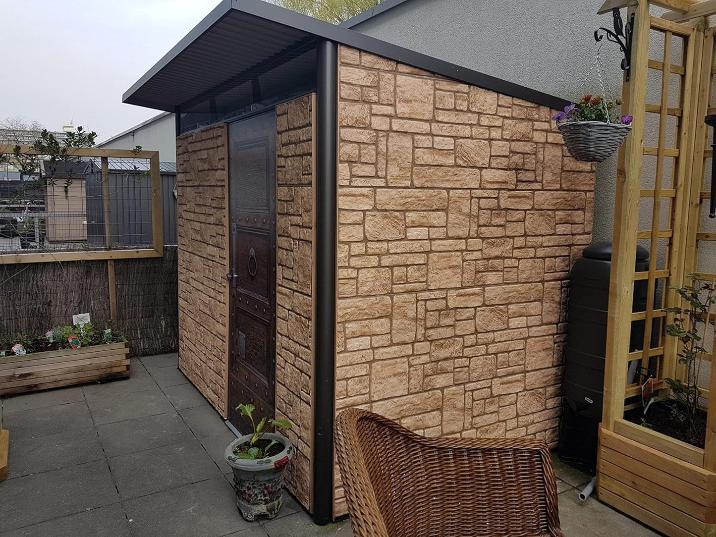 Dundee Deco 3D Wall Panels Faux Brick - Cladding Beige Stone Look Wall Paneling, Styrofoam, Sample, Size 10 x 10 in.