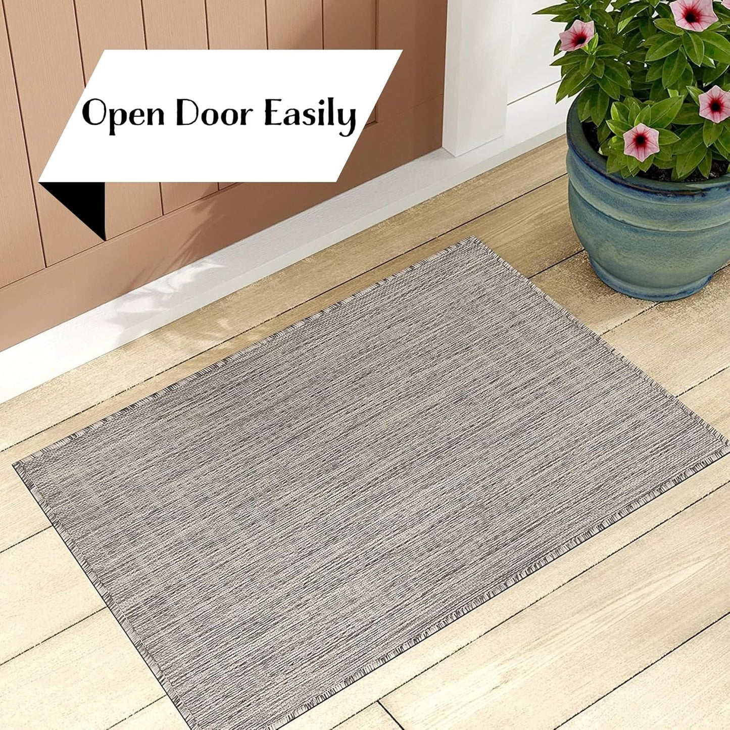 Adiva Rugs Outdoor Indoor Area Rug, Weather Resistant, Easy to Clean, Stain Resistant Floor Mat for Dining Room, Backyard, Deck, Patio (Silver Weiss, 2' x 3')