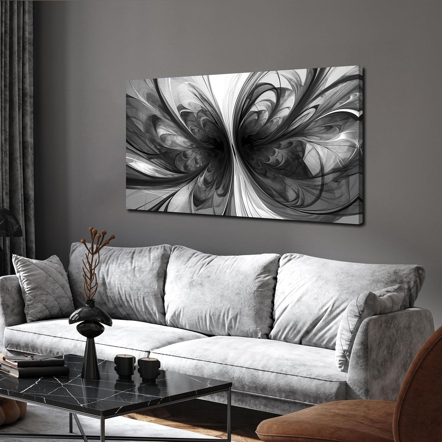 Abstract Wall Art for Living Room Black and White Pictures Wall Art Bedroom,Home Office Wall Decor 20 x 40 Inch