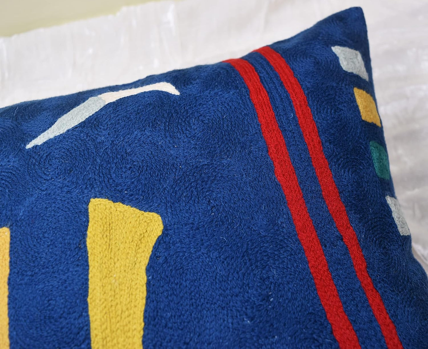 Kandinsky Abstract Pillow Cover - Blue | Modern Throw Pillows | Contemporary Chair Pillow | Modern Farmhouse Pillows | Modern Couch Pillow | Needlepoint Accent Cushion | Size 18x18