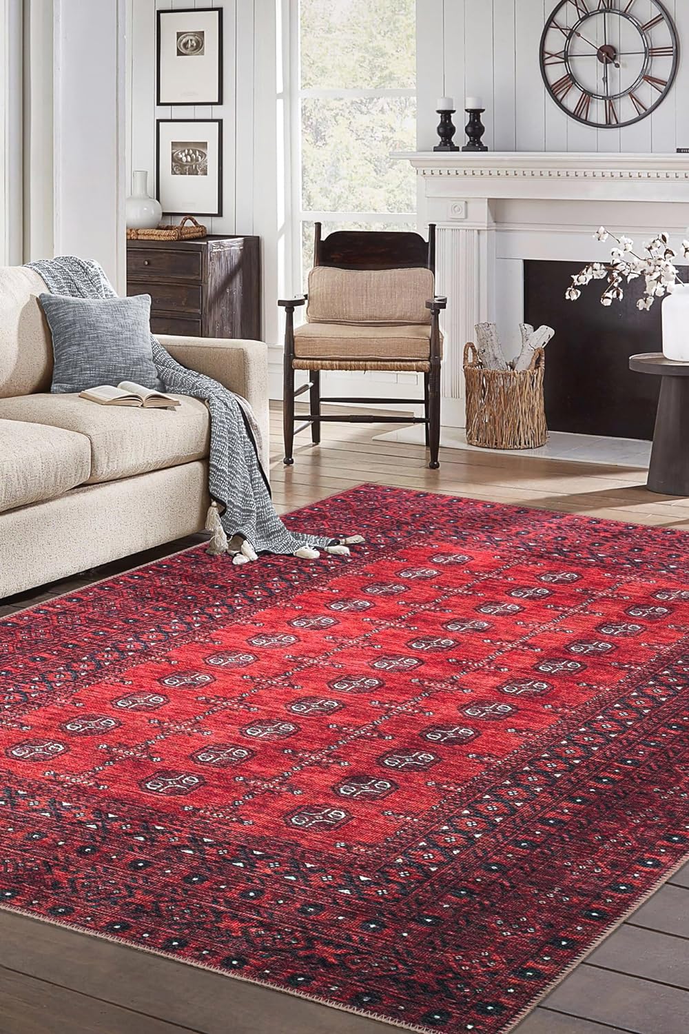 Keen Home Design 9x12 Rug - Machine Washable Area Rug with Non-Slip Backing, Ideal for Living Room, Dining Room, Bedroom - Vintage, Easy Clean, Durable, Low Pile Rug - (9' x 12')