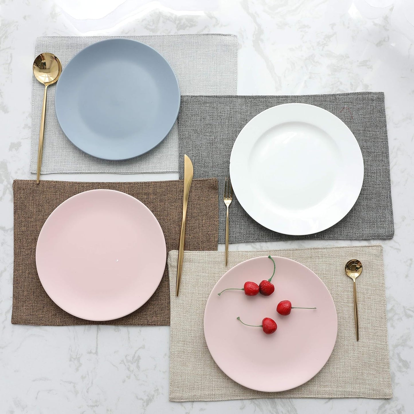 Home Brilliant Cloth Placemats Set of 8 Heat Resistant Dining Table Place Mats Linen Kitchen Table Mats, Brown