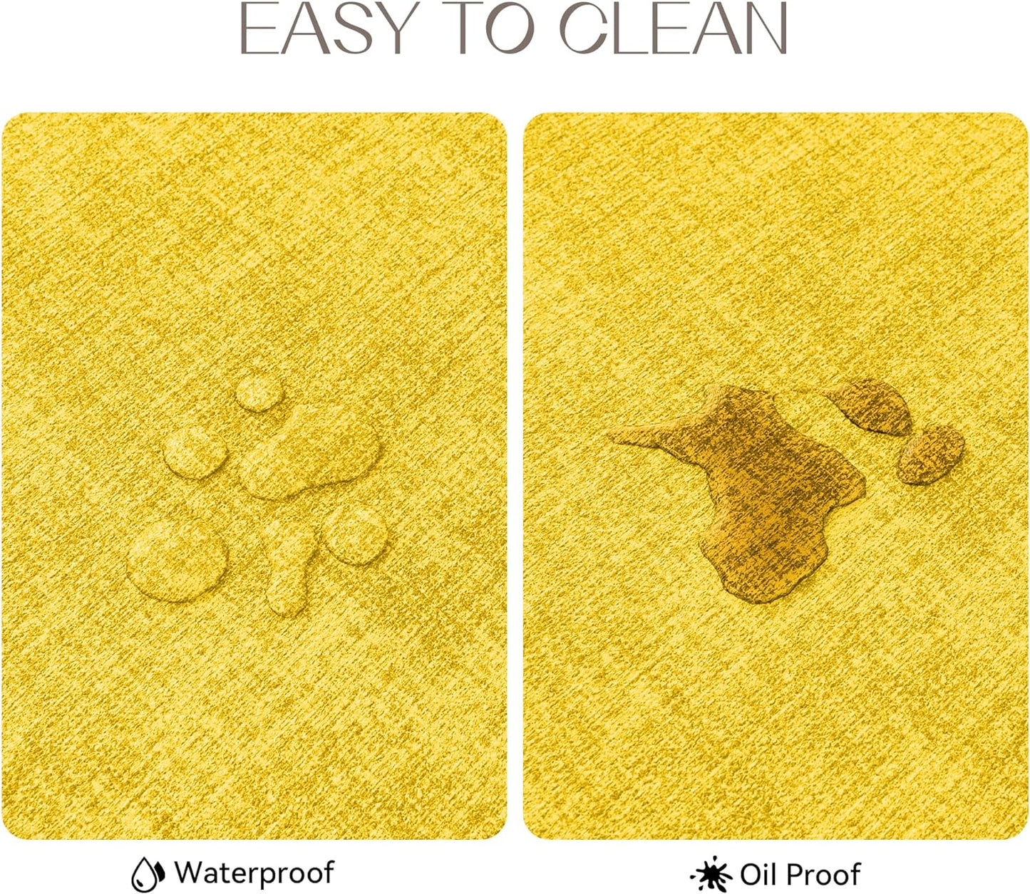 Romanstile Vinyl Placemats Set of 8-12 X 18 Inch - Heat Resistant Place Mats 100% Waterproof Oilproof Wipeable Reversible Faux Leather Table Mats for Kitchen/Dining/Party/Outdoor, Yellow