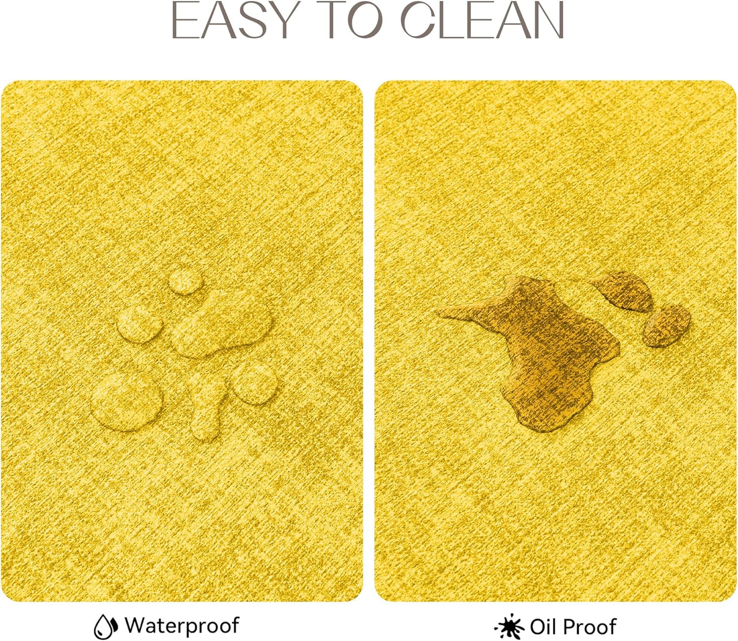 Romanstile Vinyl Placemats Set of 6-12 X 18 Inch - Heat Resistant Place Mats 100% Waterproof Oilproof Wipeable Reversible Faux Leather Table Mats for Kitchen/Dining/Party/Outdoor, Yellow