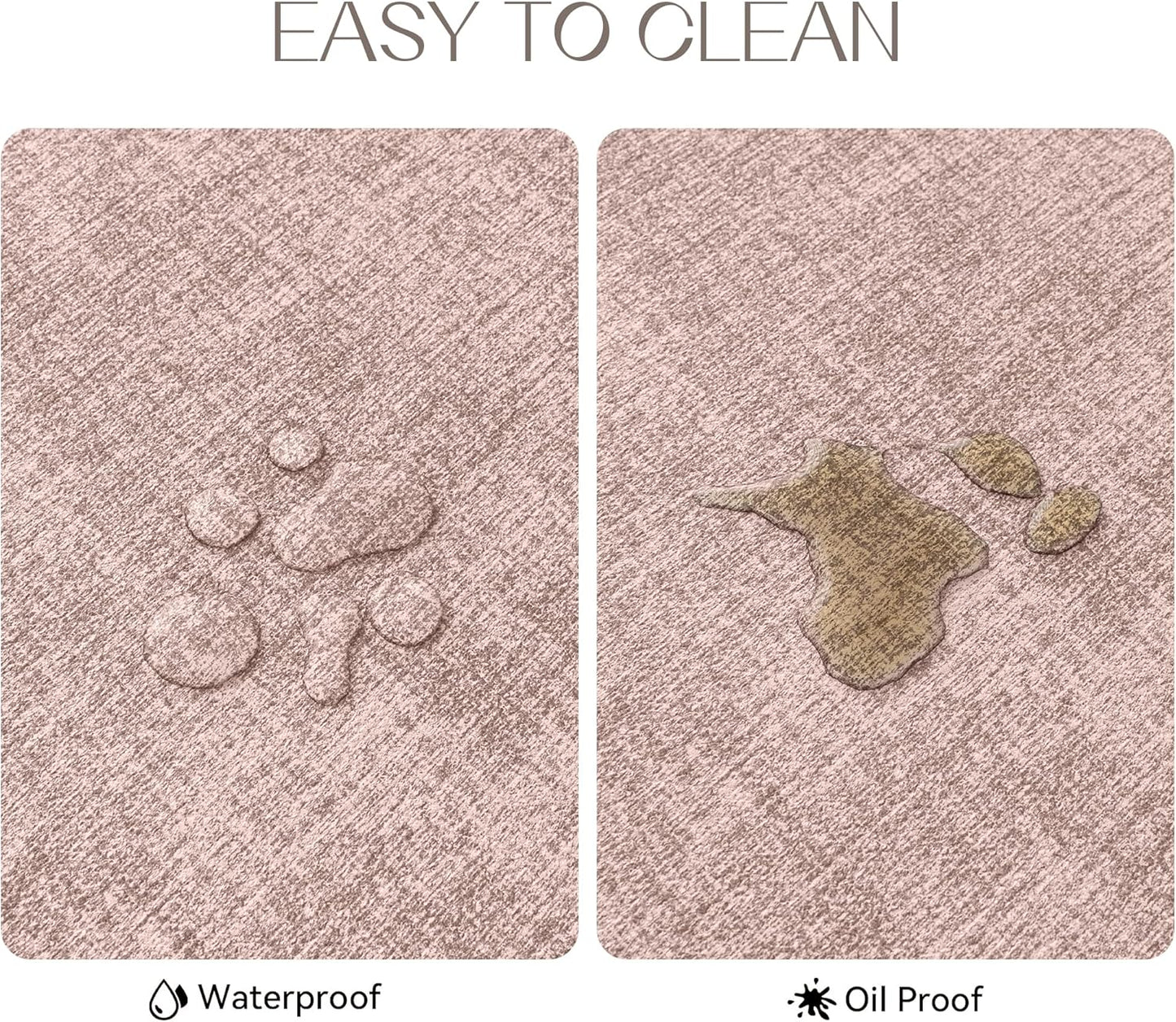 Romanstile Vinyl Placemats Set of 12-12 X 18 Inch - Heat Resistant Place Mats 100% Waterproof Oilproof Wipeable Reversible Faux Leather Table Mats for Kitchen/Dining/Party/Outdoor, Pink