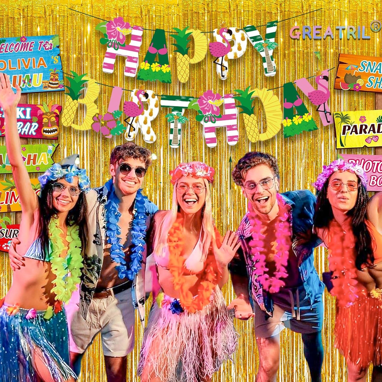 Gold Fringe Curtain Tinsel Backdrop - GREATRIL Foil Fringe Curtain Party Streamers for Prom 2026 NYE New Years Eve Birthdays Christmas Theme Party Decorations Pack of 2