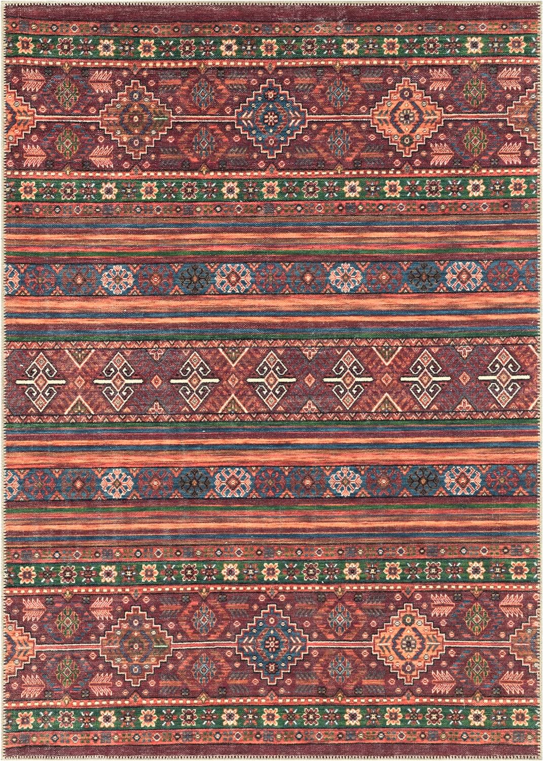 Keen Home Design 10x14 Rug - Machine Washable Area Rug with Non-Slip Backing, Ideal for Living Room, Dining Room, Bedroom - Vintage, Easy Clean, Durable, Low Pile Rug - (9'7" x 14')