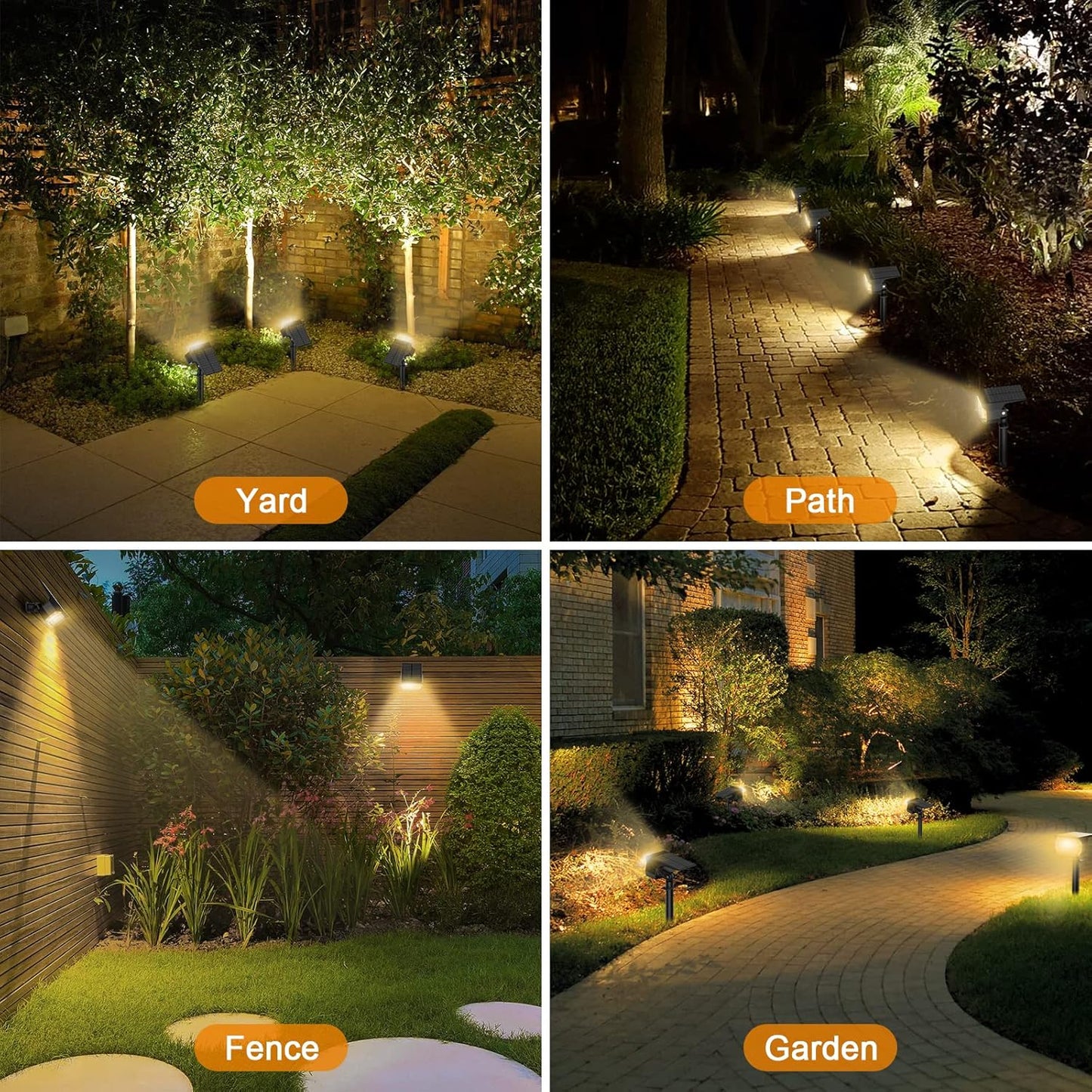 LANSOW Solar Spot Lights Outdoor, [8 Pack/76 LED] 2-in-1 Solar Landscape Spotlights, 3 Modes IP65 Waterproof Dusk to Dawn Solar Powered Flood Wall Lights for Outside Yard Garden Pathway(Warm White)