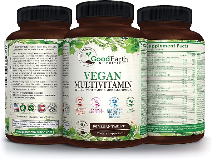 Vegan Multivitamins for Men & Women D3 ,