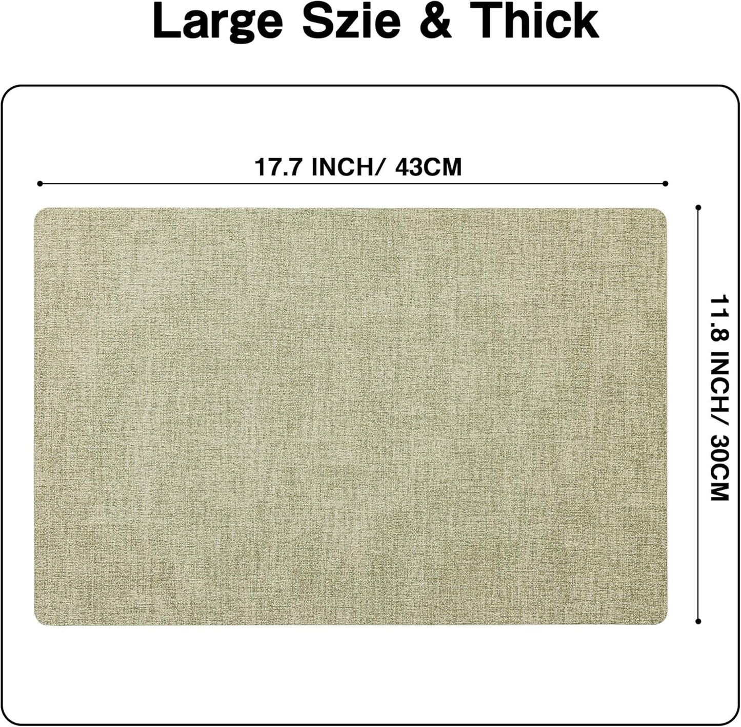 Chrysameld Vinyl Placemats Set of 6 - Faux Leather 100% Waterproof Oil-Proof Wipeable PU Place Mats, Heat Resistant Anti Slip Reversible Table Mats for Indoor & Outdoor Use,(17×12Inch, Sage Green)