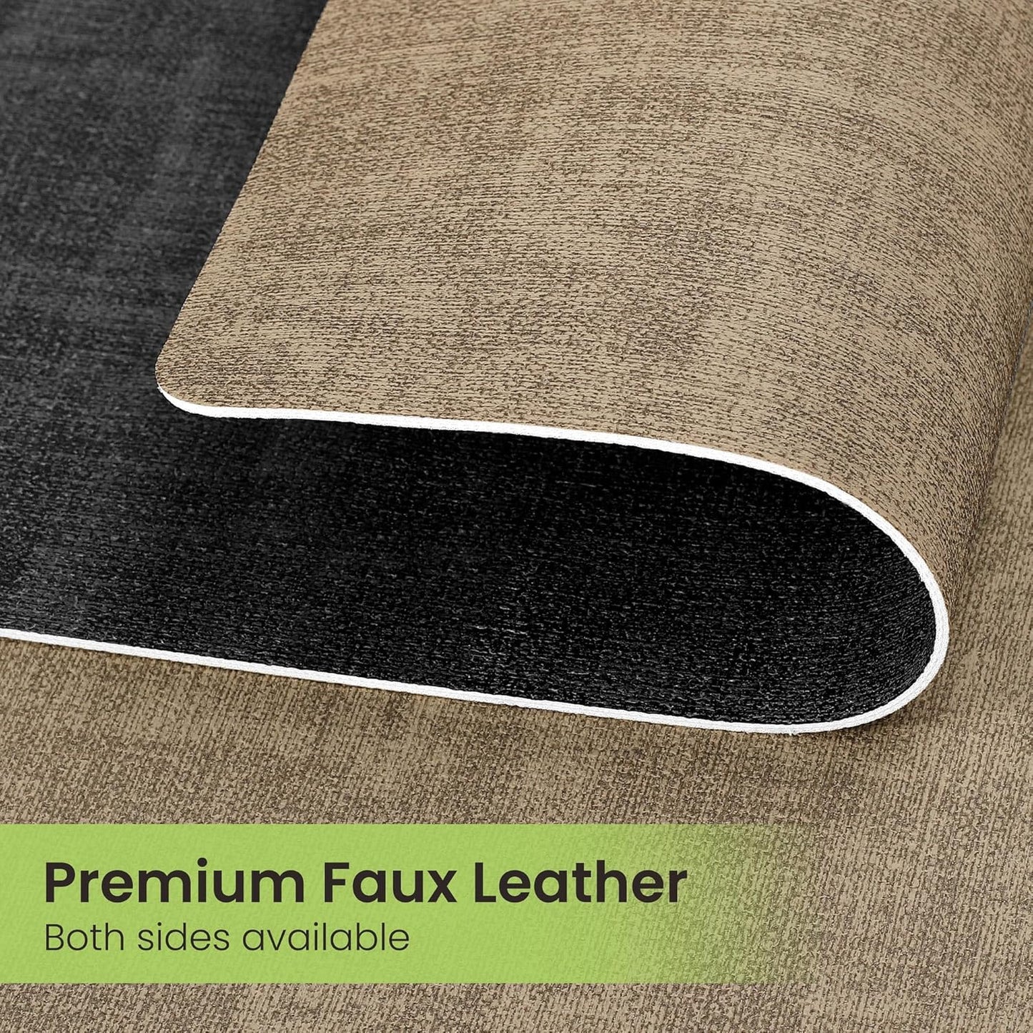 Faux Leather Dual Sided Placemats Set of 6, Square Non-Slip Heat Resistant Placemats with Coaster, Reversible wipeable Waterproof Table Mats for Kitchen, Dining, Outdoor (6, Black Light Coffee)