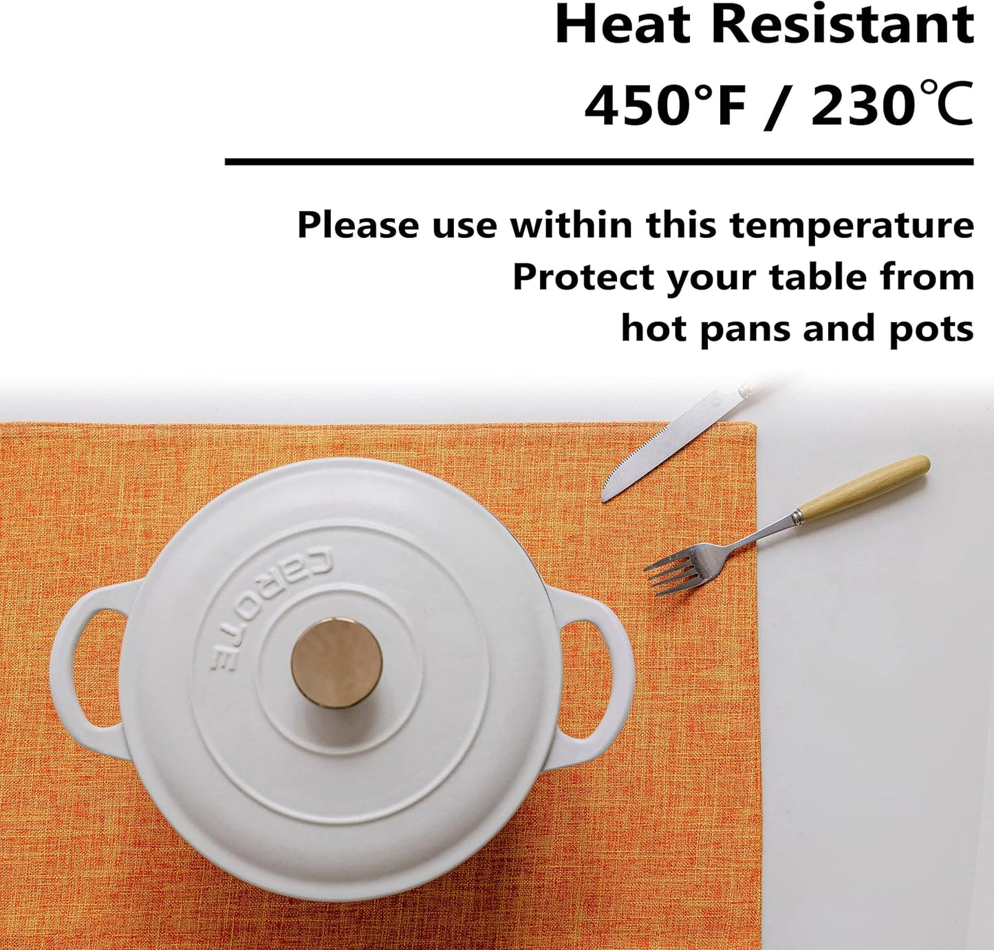 Home Brilliant Cloth Placemats Set of 8 Heat Resistant Dining Table Place Mats for Fall Kitchen Table Dinner Party Halloween Decorations, 13 x 19 inches, Orange