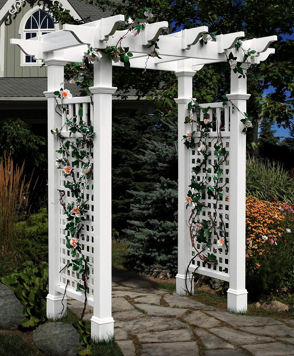 Fairfield 58"W x 86"H Vinyl Arbor with Trim Kit