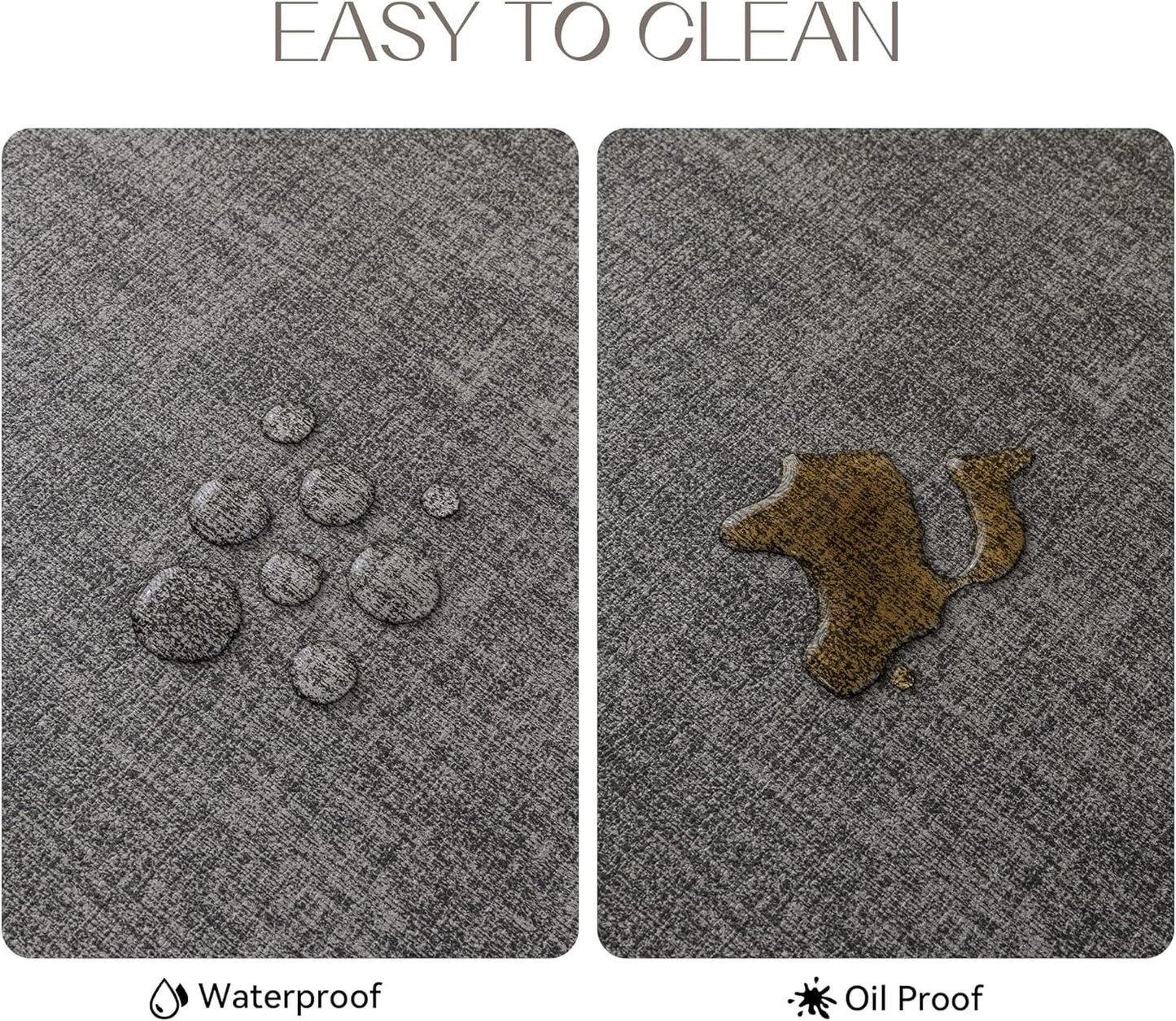 Romanstile Vinyl Placemats Set of 6-12 X 18 Inch - Heat Resistant Place Mats 100% Waterproof Oilproof Wipeable Reversible Faux Leather Table Mats for Kitchen/Dining/Party/Holiday, Dark Grey