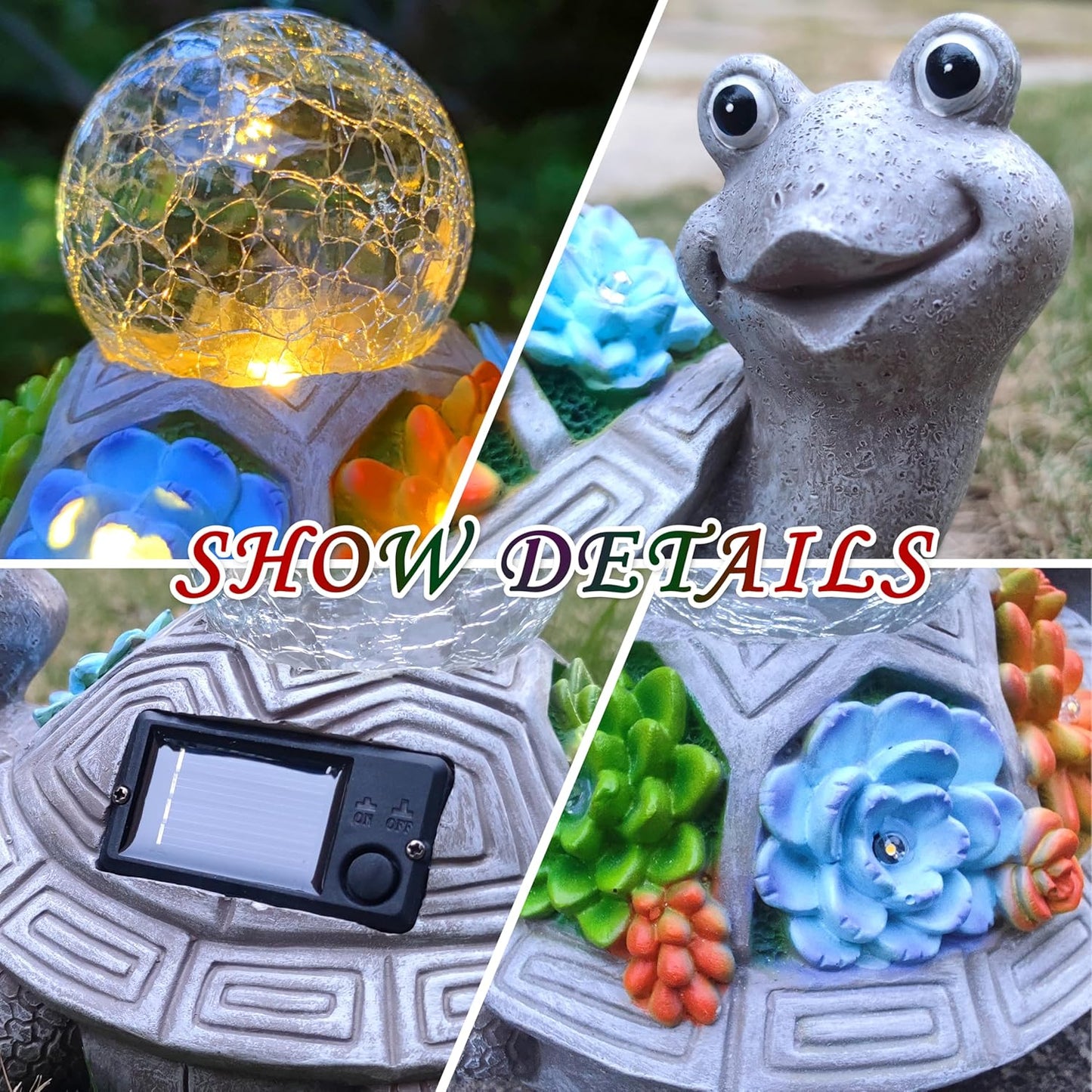 JOYBEE Solar Turtle Garden Statue Outdoor Decor-Turtle Solar Figurines Lights Decorations for Patio Yard Lawn Ornaments-Turtle Gifts for Birthday Easter Housewarming(Color)