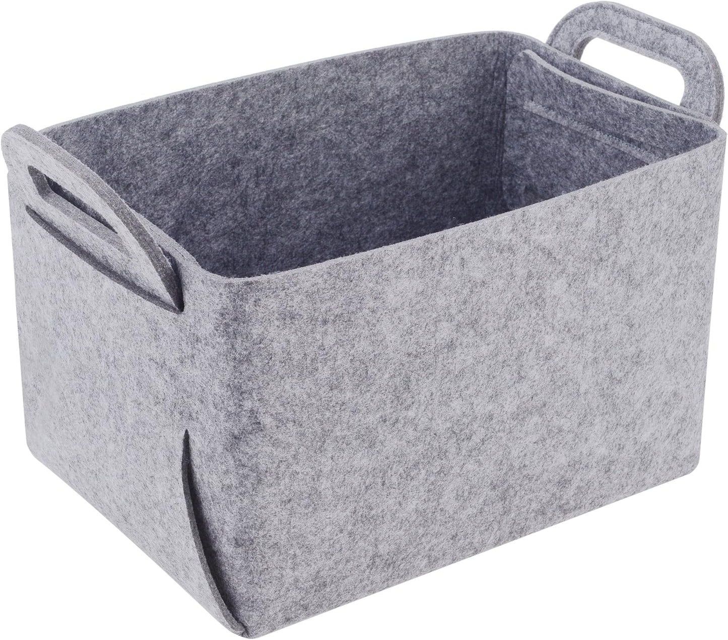 Storage Basket Felt Storage Bin Collapsible& Convenient Box Organizer with Carry Handles for Office Bedroom Closet Babies Nursery Toys Laundry (Light grey, 19.9inch（L）×13.6inch（W）×12.6inch（H）)