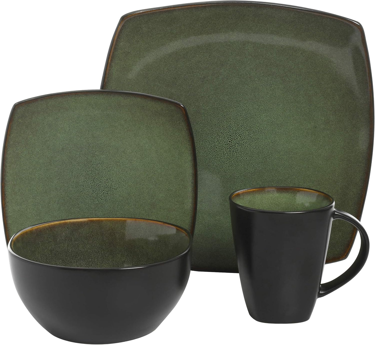 Gibson Elite Soho Lounge 16 Piece Dinnerware Set, Green