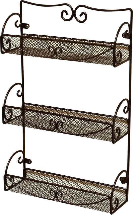 Deco Brothers 3 Tier Wall Mounted Hanging Spice Rack, Bronze