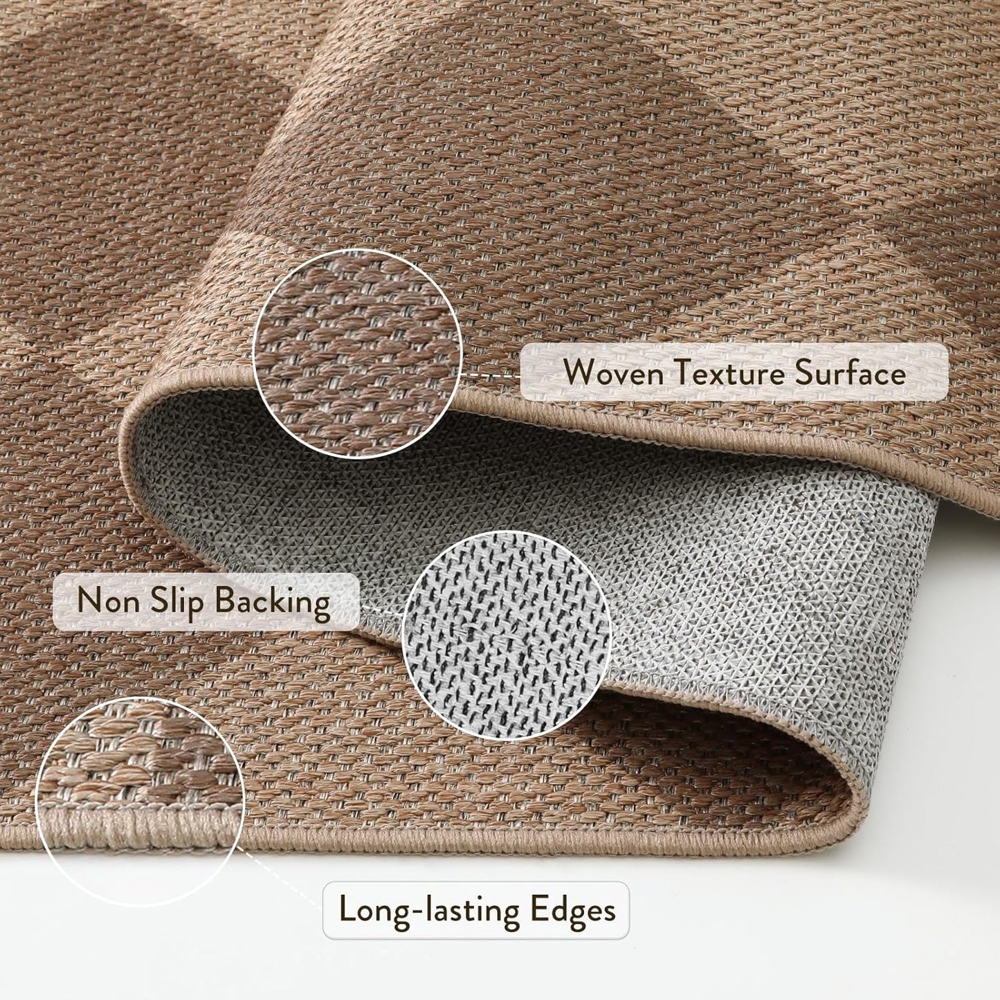 Lahome Checkered Easy Jute Rug, 2x3 Entryway Rug Indoor Outdoor Front Door Mat, Farmhouse Neutral Non Slip Non Shedding Washable Kitchen Mats for Floor Foyer