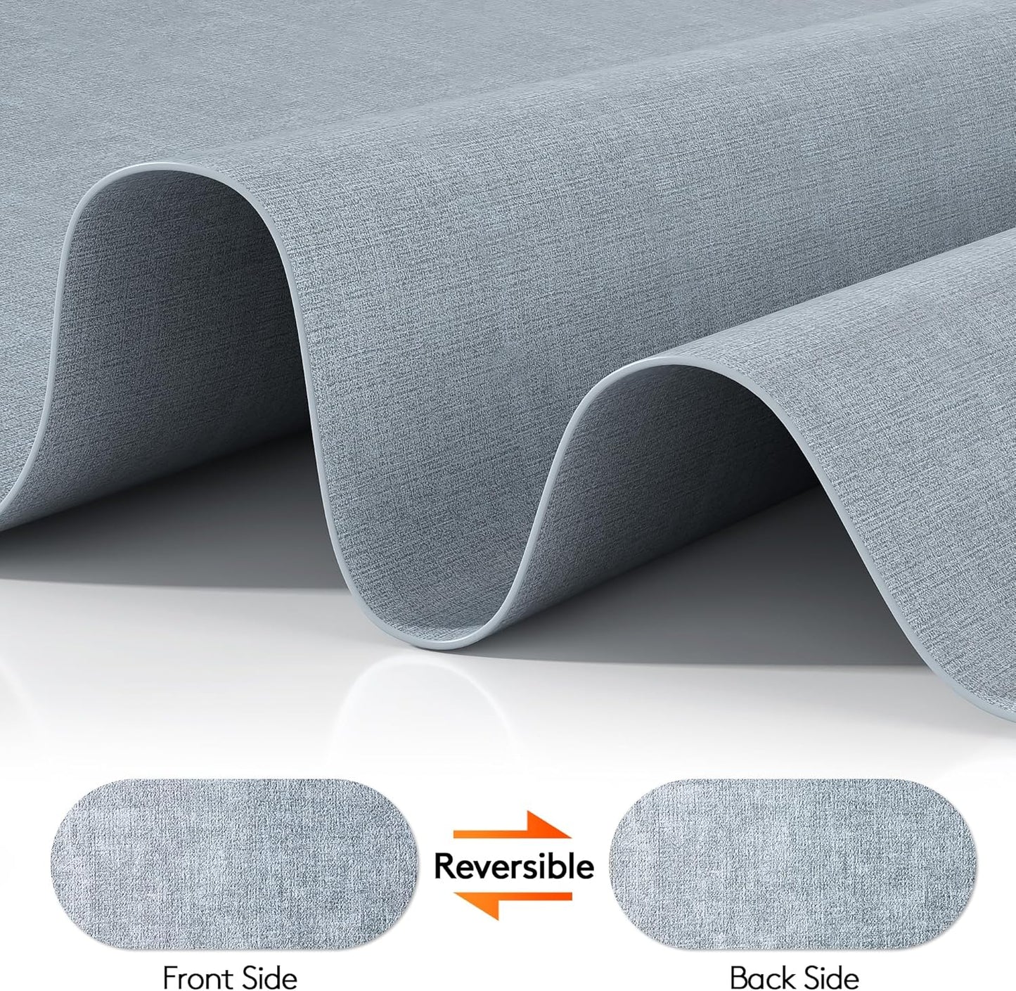 DOLOPL Large Placemats Set of 6, Oval Reversible Wipeable & Non-Slip Place Mats, Modern Faux Leather Table Mats for Kitchen, Neutral Tablemats for Dining Table Decor, Wedding, Party(Dusty Blue)