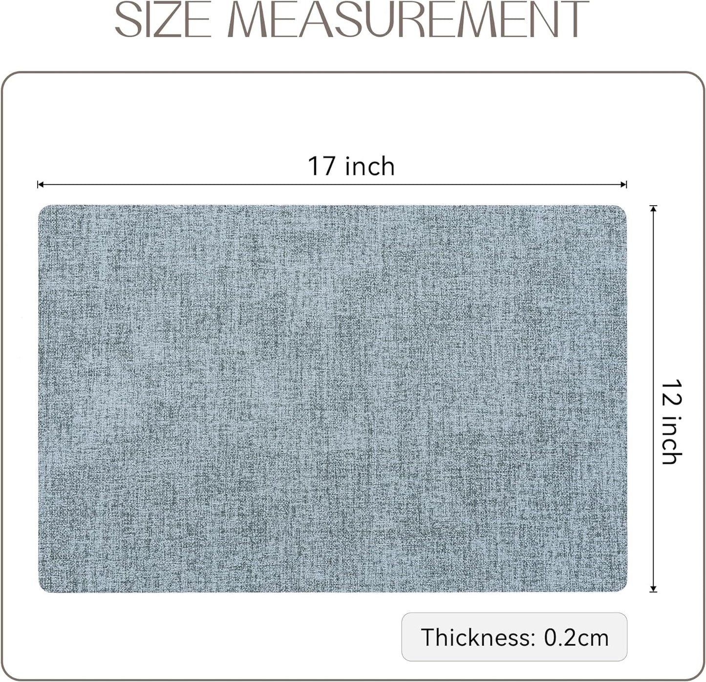 Romanstile Vinyl Placemats Set of 8-12 X 18 Inch - Heat Resistant Place Mats 100% Waterproof Oilproof Wipeable Reversible Faux Leather Table Mats for Kitchen/Dining/Party/Outdoor, Sky Blue