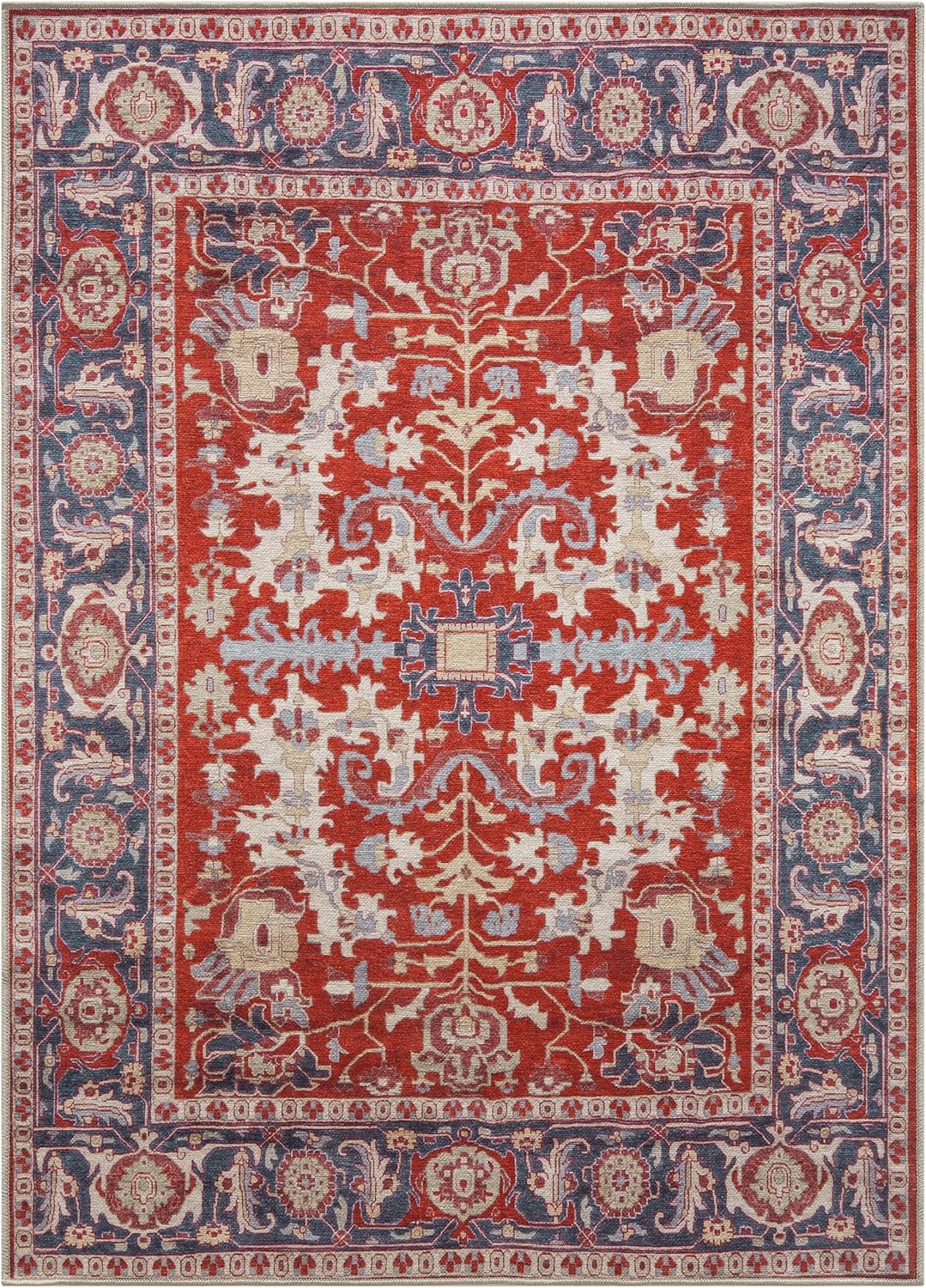 Keen Home Design 9x12 Rug - Machine Washable Area Rug with Non-Slip Backing, Ideal for Living Room, Dining Room, Bedroom - Vintage, Easy Clean, Durable, Low Pile Rug - (9' x 12')