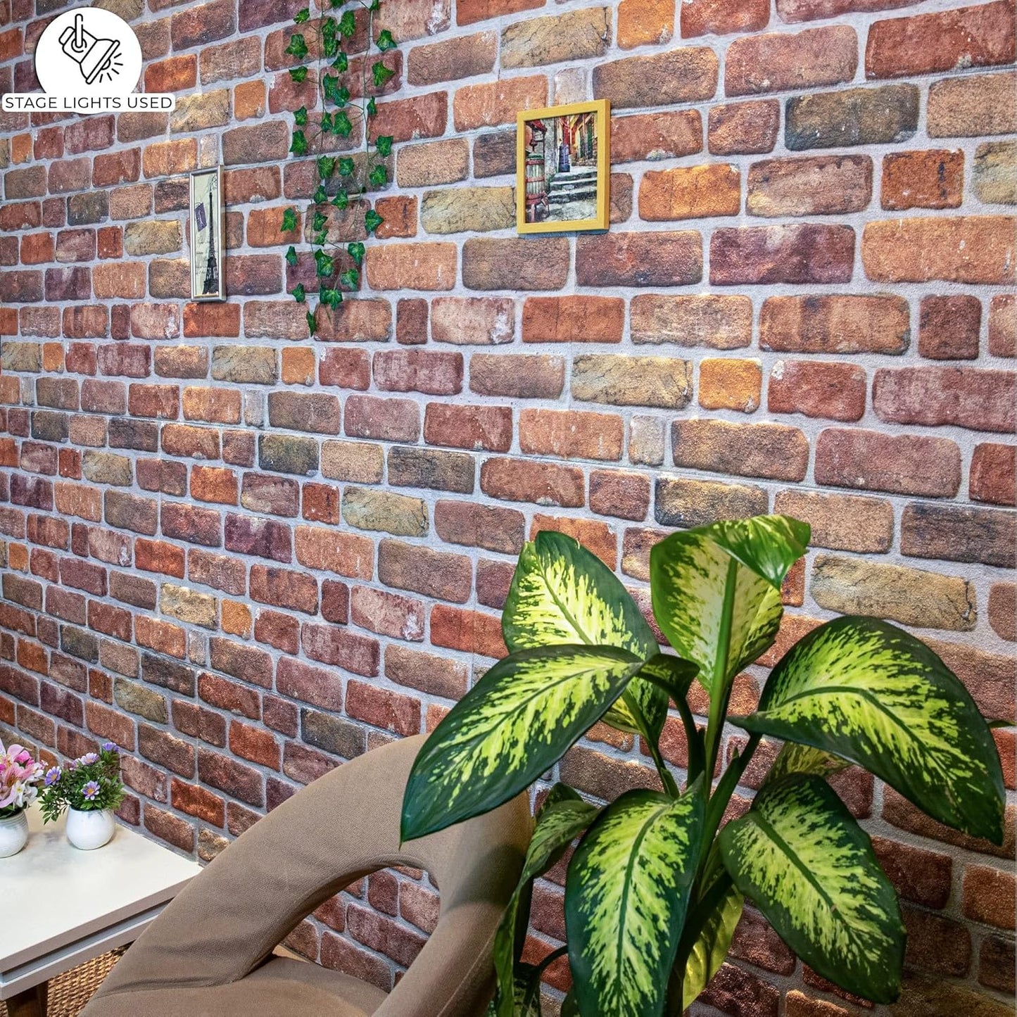 Dundee Deco 3D Wall Panels Faux Brick - Cladding Brown Beige Stone Look Wall Paneling, Styrofoam, Sample, Size 10 x 10 in.